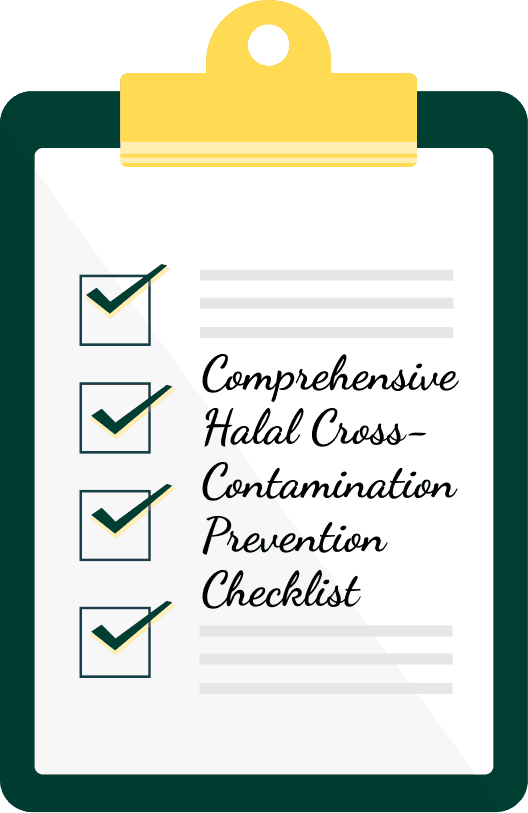 Ilustración de la lista integral de prevención de contaminación cruzada halal