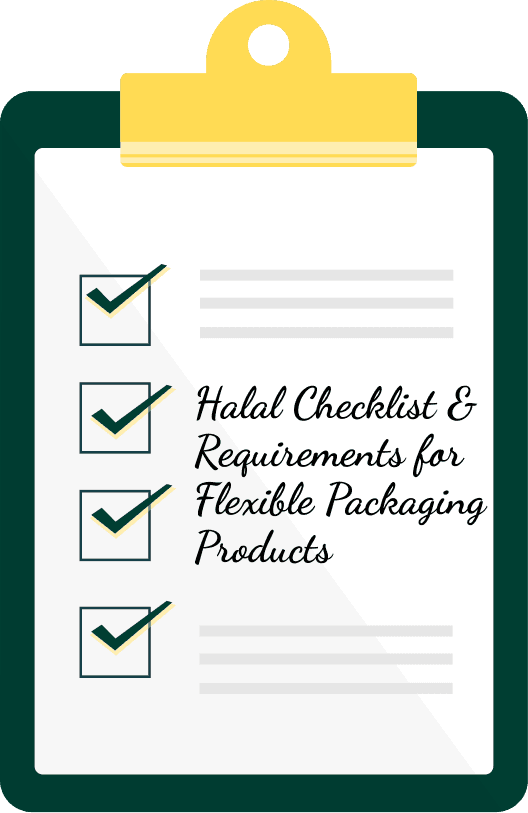 Ilustración de la lista halal para productos de envases flexibles