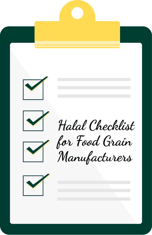 Ilustración de la lista de verificación halal para procesadores de granos