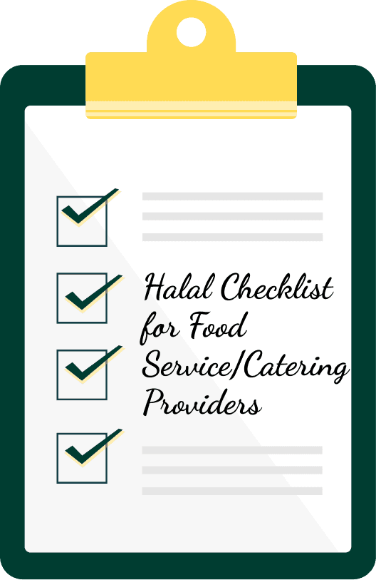 Ilustración de la lista halal para proveedores de servicio de alimentos y catering
