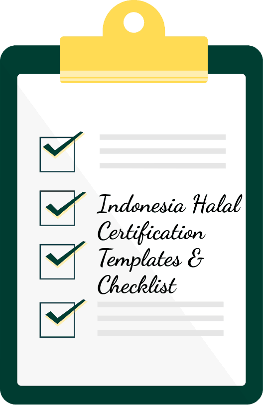 Ilustración de plantillas y lista de certificación halal de Indonesia