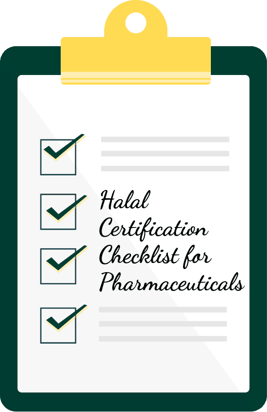 Ilustración de la lista de certificación halal para productos farmacéuticos