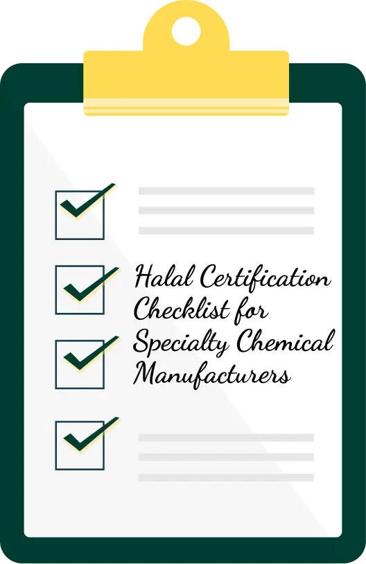 Ilustración de lista de certificación halal en portapapeles