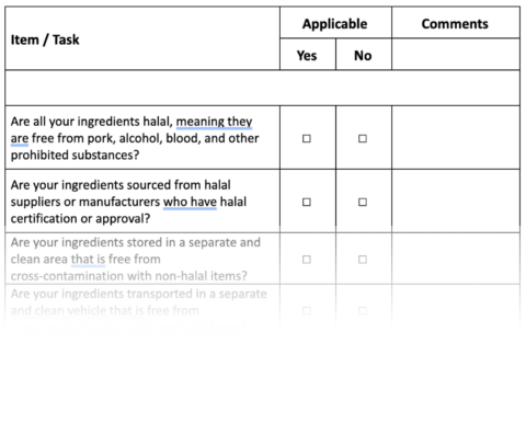 Halal Checklist for Certification - American Halal Foundation