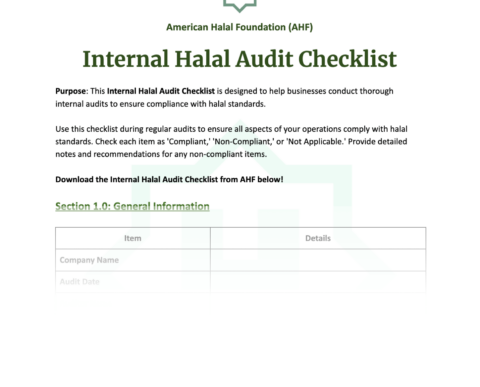 Internal Halal Audit Checklist [PDF Download]