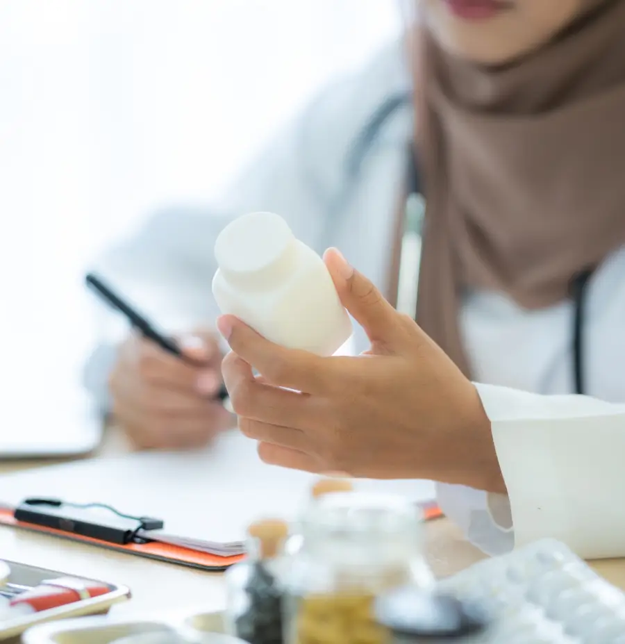 man looking at a product